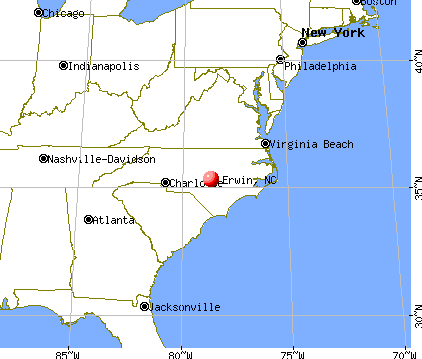 Erwin, North Carolina map