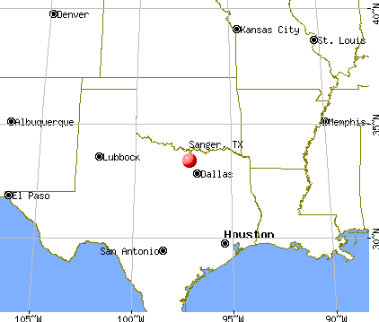 Sanger, Texas map