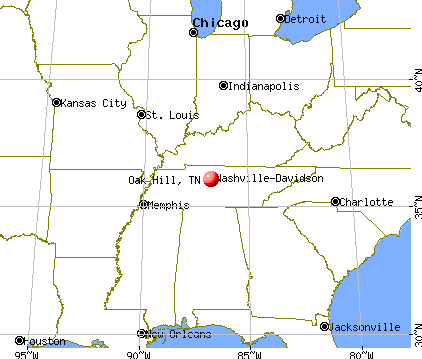 Oak Hill, Tennessee map