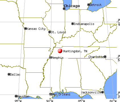 Huntingdon, Tennessee map
