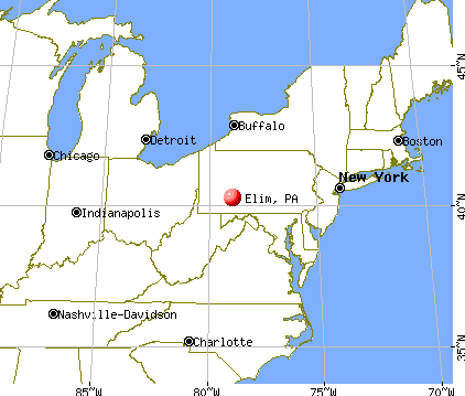 Elim, Pennsylvania map