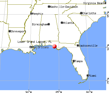 Lower Grand Lagoon, Florida map