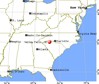 Valley Falls, South Carolina map