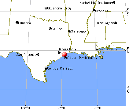 Bolivar Peninsula, Texas map