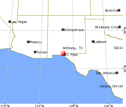 Anthony, Texas map