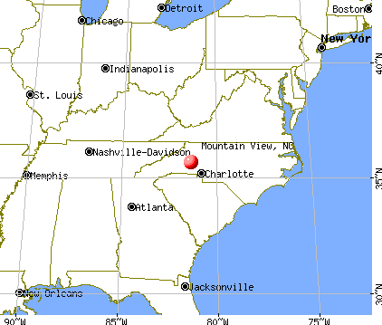 Mountain View, North Carolina map