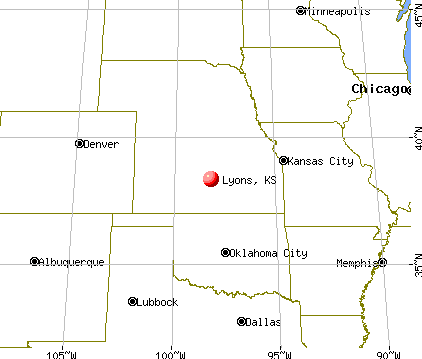 Lyons, Kansas map