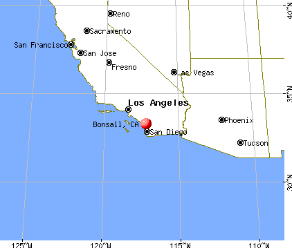 Bonsall, California map