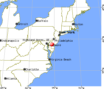 Highland Acres, Delaware map