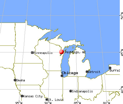 Peshtigo, Wisconsin map