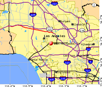 West Hollywood, CA map