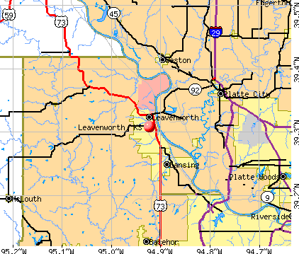 Leavenworth, KS map