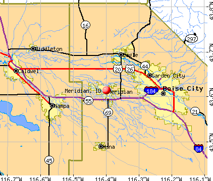 Meridian, ID map