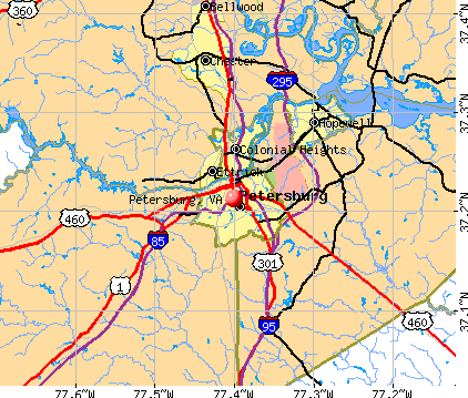 Petersburg, VA map