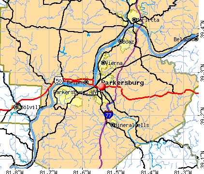 Parkersburg, WV map