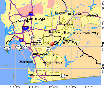 La Presa, CA map