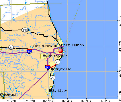 huron port map michigan mi data