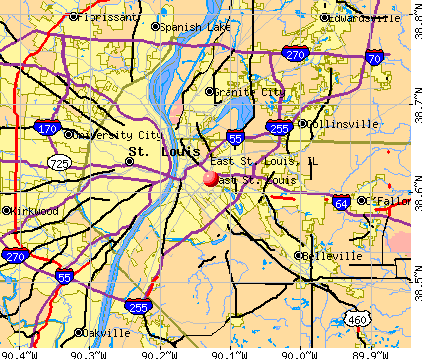 East St. Louis, IL map