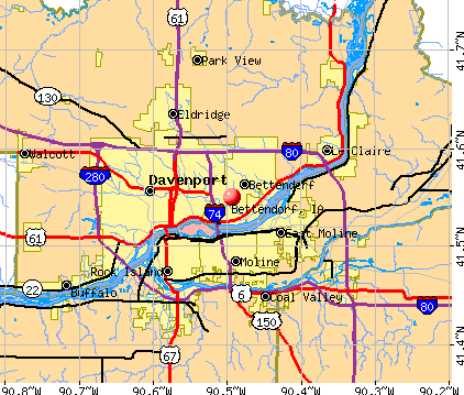 Bettendorf, IA map