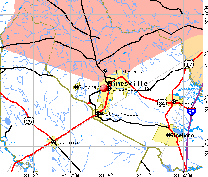 Hinesville, GA map