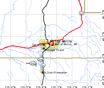 Walla Walla, WA map