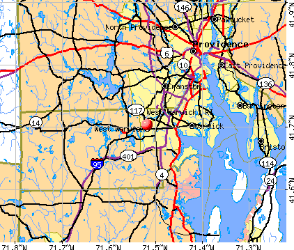 West Warwick, RI map