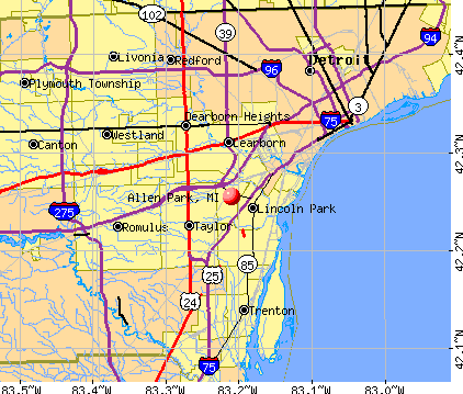 Allen Park, MI map