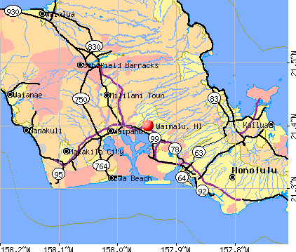 Waimalu, HI map