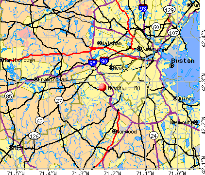 Needham, MA map