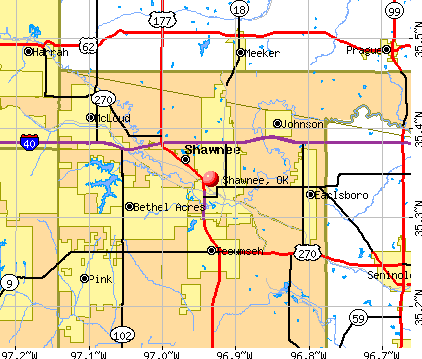 Shawnee, OK map