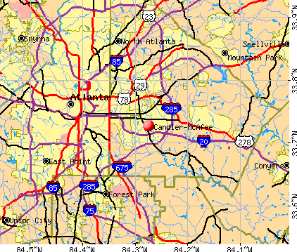 Candler-McAfee, GA map