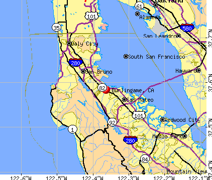 Burlingame, CA map