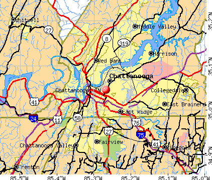 Chattanooga, TN map