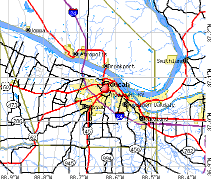 Paducah, KY map