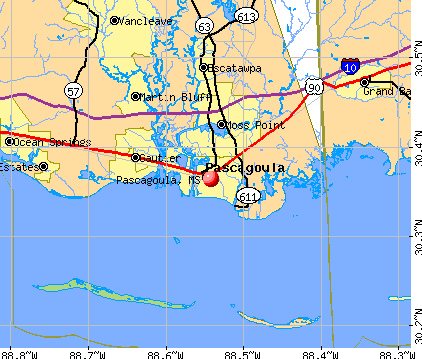 Pascagoula, MS map