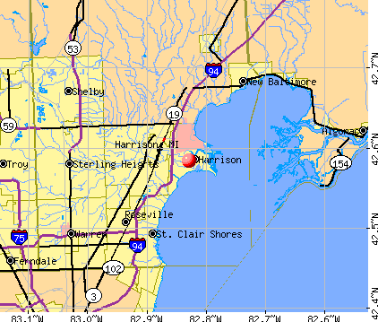 Harrison, MI map