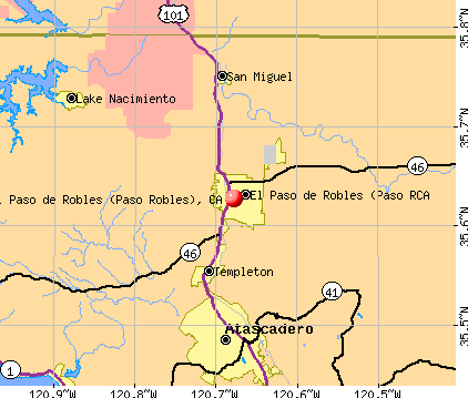 El Paso de Robles (Paso Robles), CA map