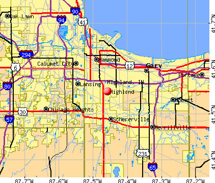 Highland, IN map