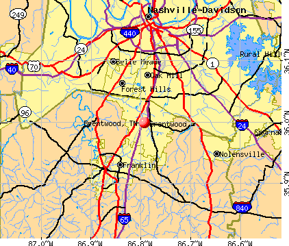 Brentwood, TN map