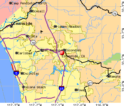 General Map; Google Map; MSN Map. Escondido, CA map