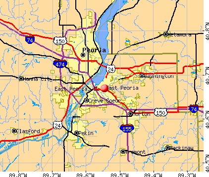 East Peoria, IL map