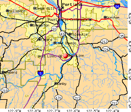 West Linn, OR map