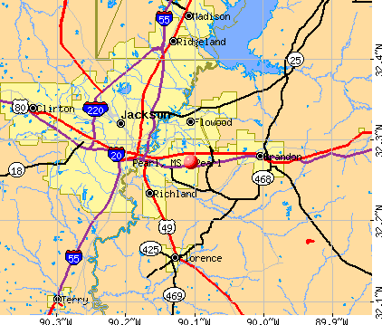 Pearl, MS map