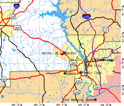 Smiths, AL map