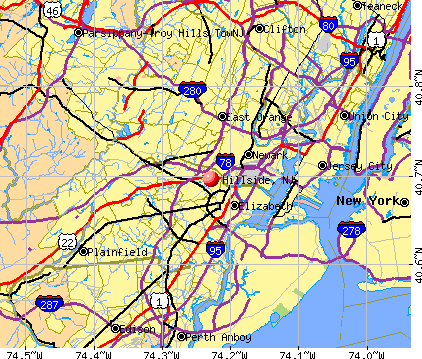 Hillside, NJ map