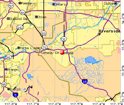 Corona, CA map