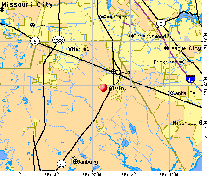 Alvin, TX map