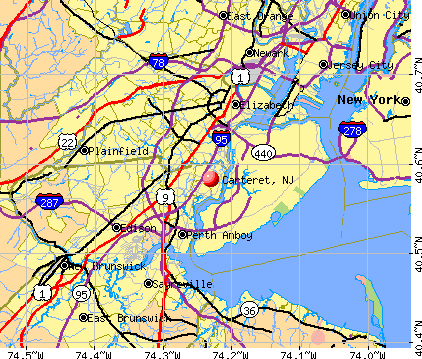 Carteret, NJ map