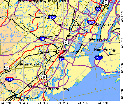 Elizabeth, NJ map