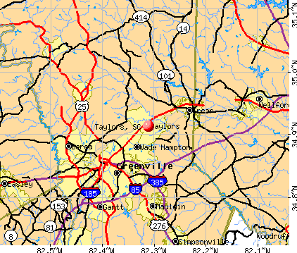 Taylors, SC map